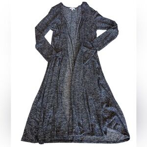 LuLaRoe Sarah Navy and White Striped Knit Long Cardigan